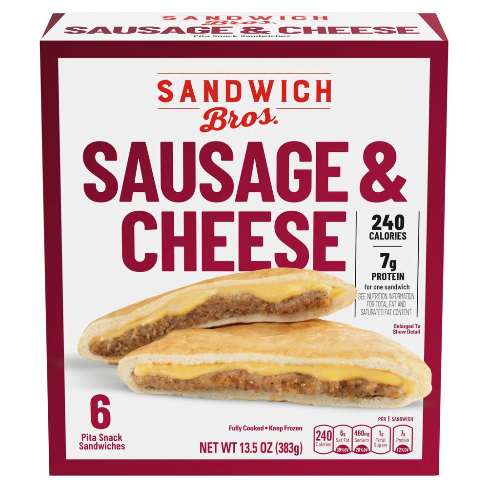 Sandwich Bros. Sausage & Cheese Flatbread Pocket Sandwiches (13.5 oz, 6 ct)