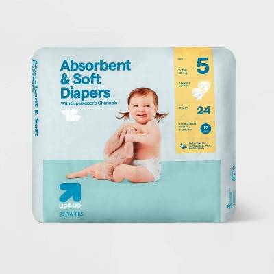 up&up Super Absorb Disposable Diapers Small pack, Size 5 (24 ct)