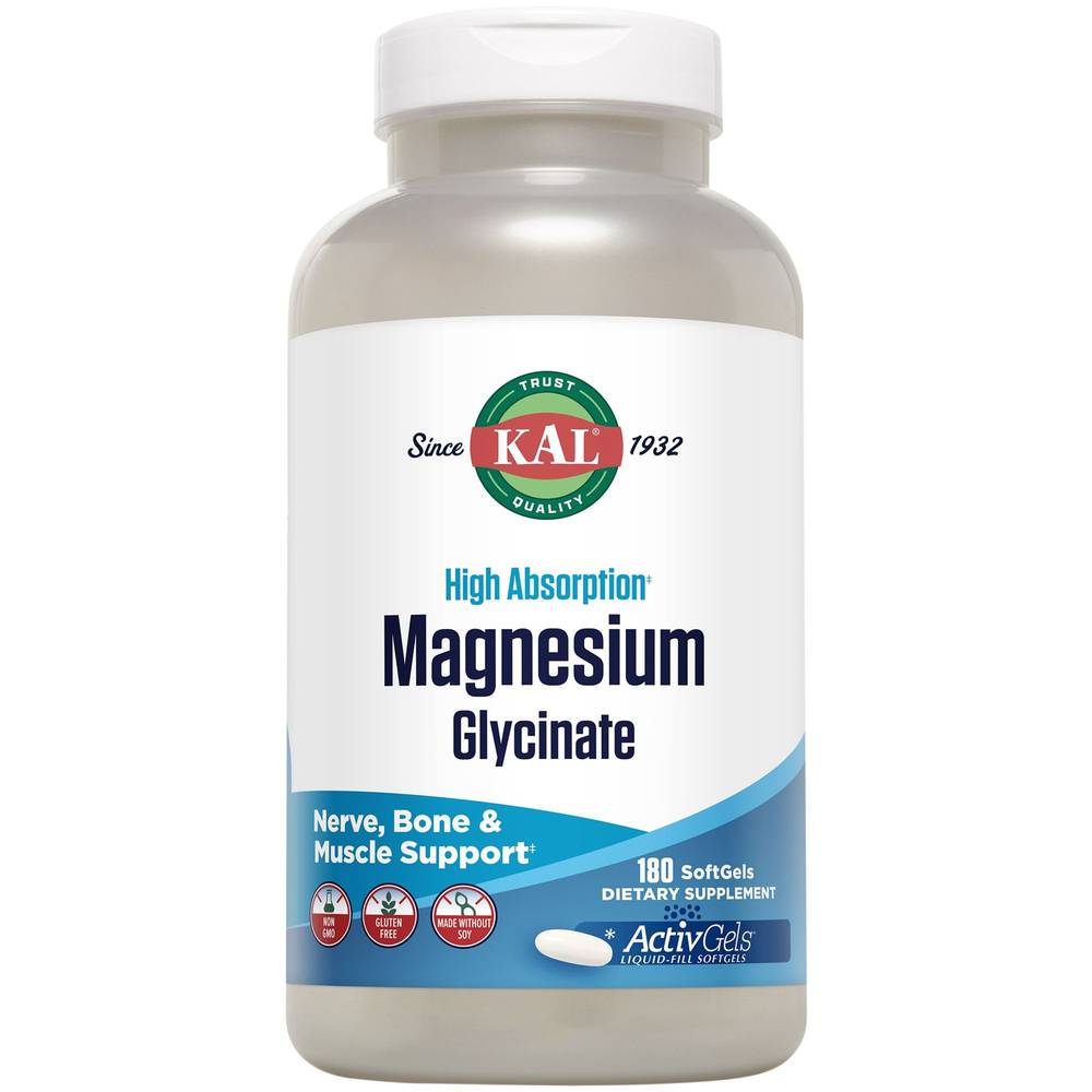 Magnesium Glycinate Activgels - High Absorption For Nerve, Bone & Muscle Support (180 Softgels)