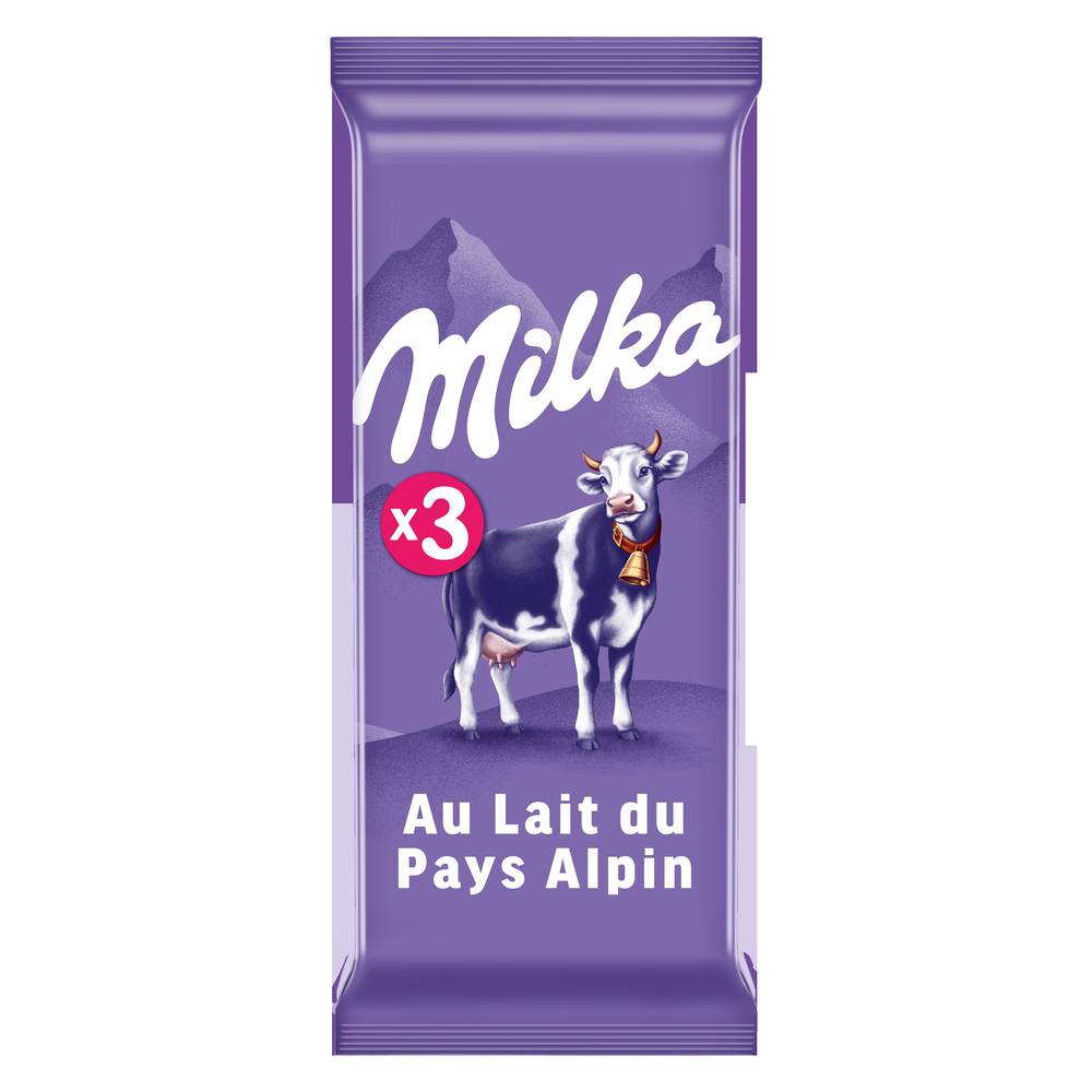 Milka - Tablette de chocolat au lait du pays alpinf (3 x 100g)