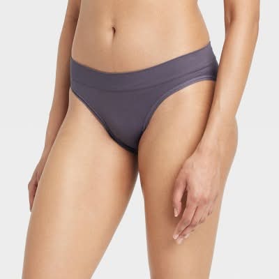 Auden Absorbent Seamless Bikini Period Underwear, Women, L, Mauve Gray
