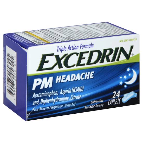 Excedrin Pm Pain Reliever and Nighttime Sleep-Aid Caplets For Headache Relief (24 ct)