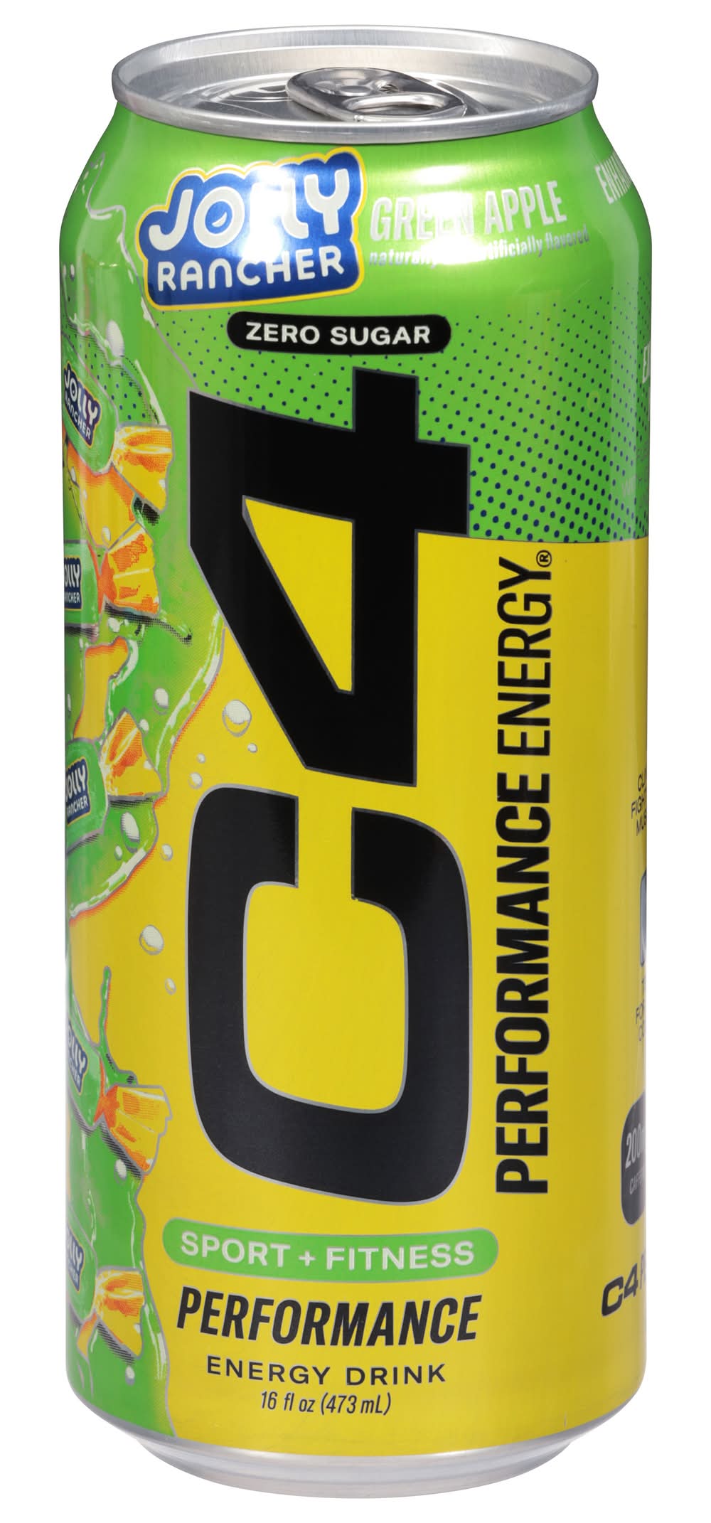 C4 Jolly Rancher Zero Sugar Performance Energy Drink, Green Apple (16 fl oz)