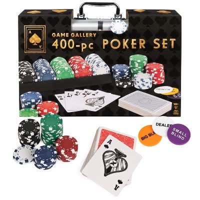 Game Gallery Poker Set With Professional Weight Chips, Assorted (400 ct)