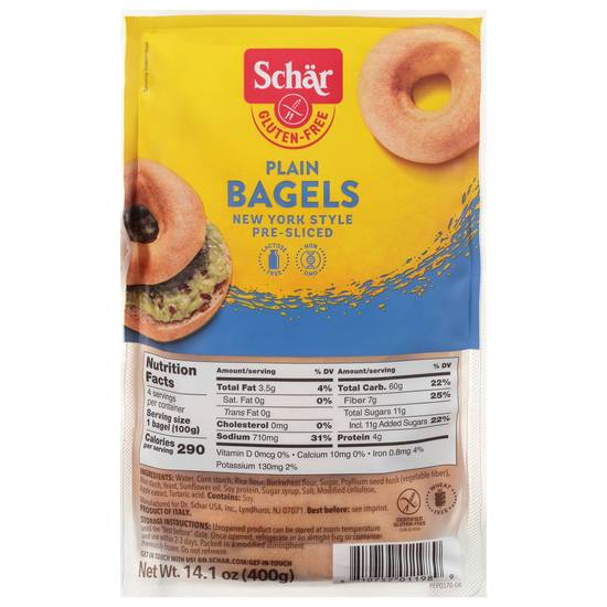 Schär Gluten Free Pre-Sliced New York Style Plain Bagels