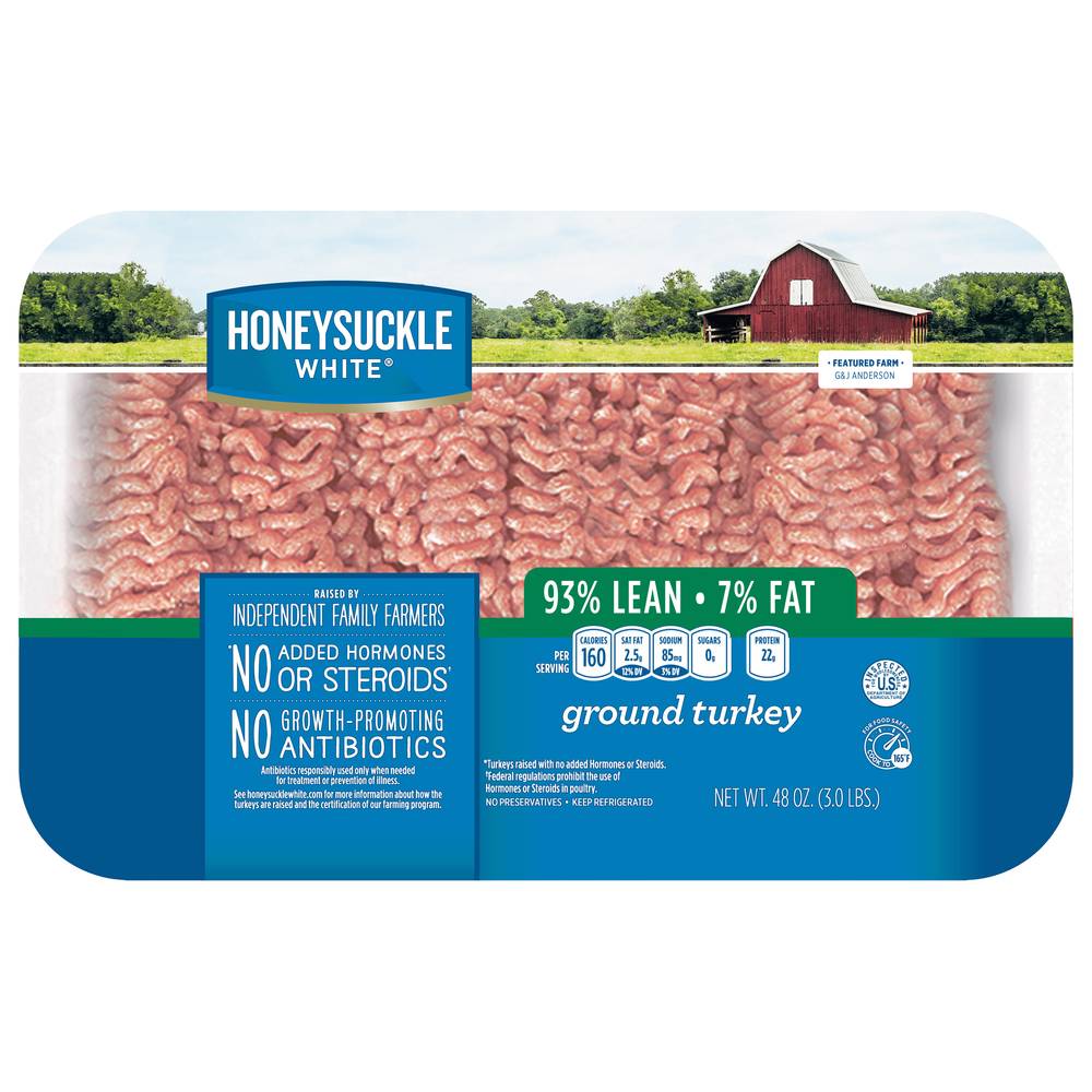 Honeysuckle White Fresh 93% Lean 7% Ground Turkey (3 lbs)