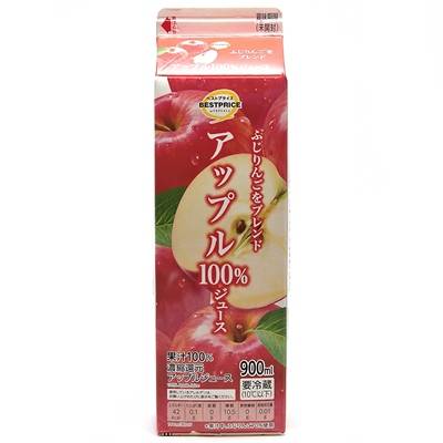 トップバリュ　ベストプライス　アップル１００％ジュース　９００ｍｌ