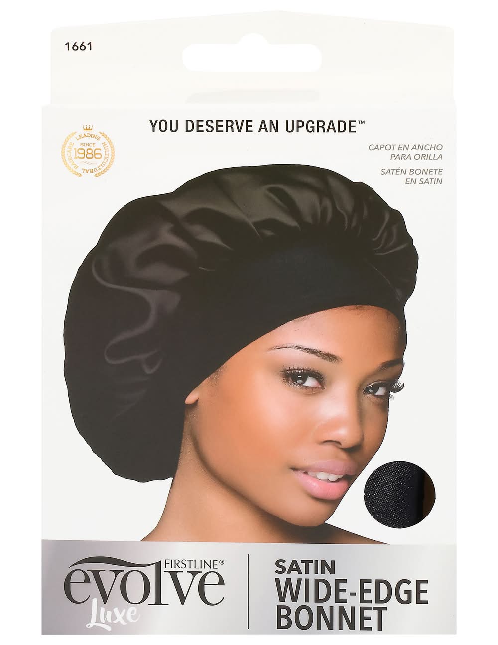 Evolve Satin Wide Edge Bonnet, Black