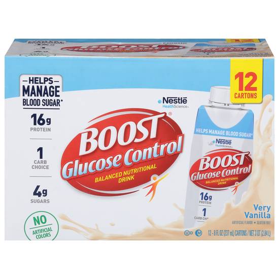 Boost Glucosecontrol Very Vanilla Balanced Nutritional Drink (12 pack, 0.25 fl oz)