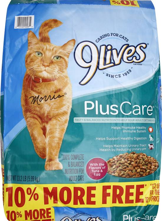 9 Lives Plus Care Cat Food, with the Flavors of Tuna & Egg - 13.2 lb