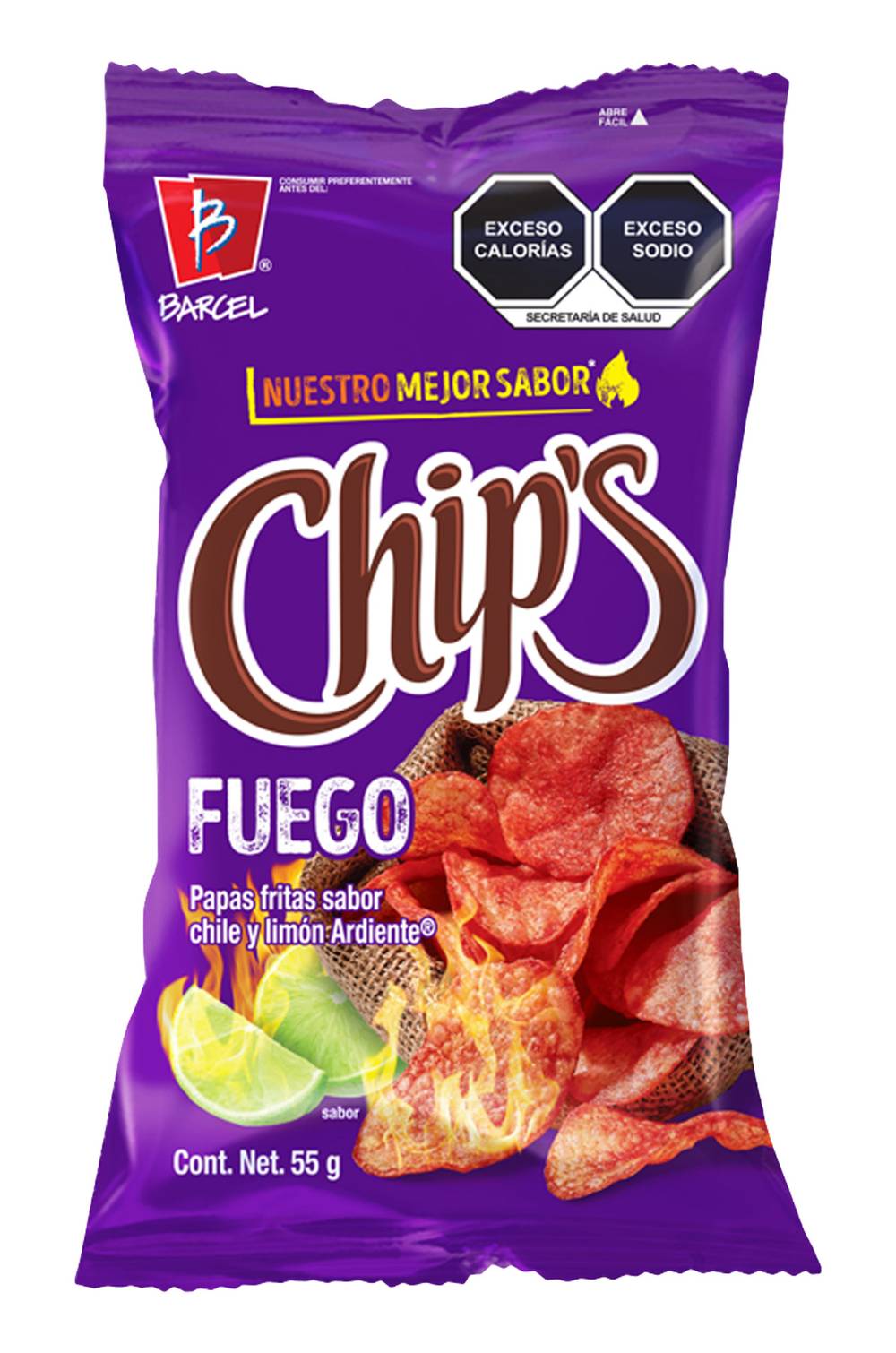 Chip's · Papas fritas, fuego limón-chile (55 g)