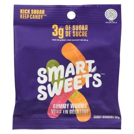 SmartSweets Gummy Worms Candies, Assorted (50 g)