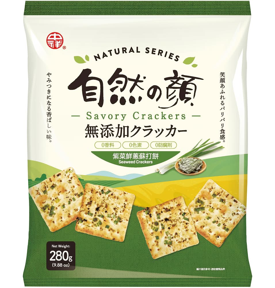 中祥自然之顏紫菜鮮蔥蘇打餅 <280g克 x 1 x 1Bag袋>