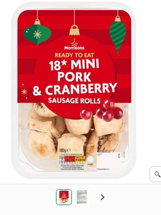 Morrisons Pork and cranberry Mini Rolls 180g