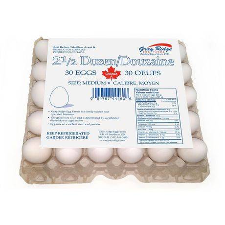 Gray Ridge White Medium Eggs (30 eggs)