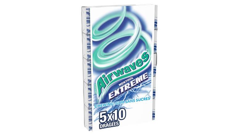 Airwaves Chewing-gum au menthol extrême, sans sucres les 5 étuis de 10, 70g
