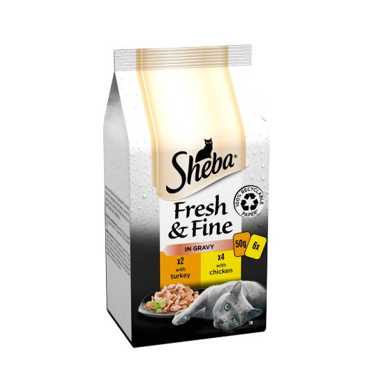 Sheba Fresh & Fine Wet Cat Food Pouches in Gravy (chicken -turkey )