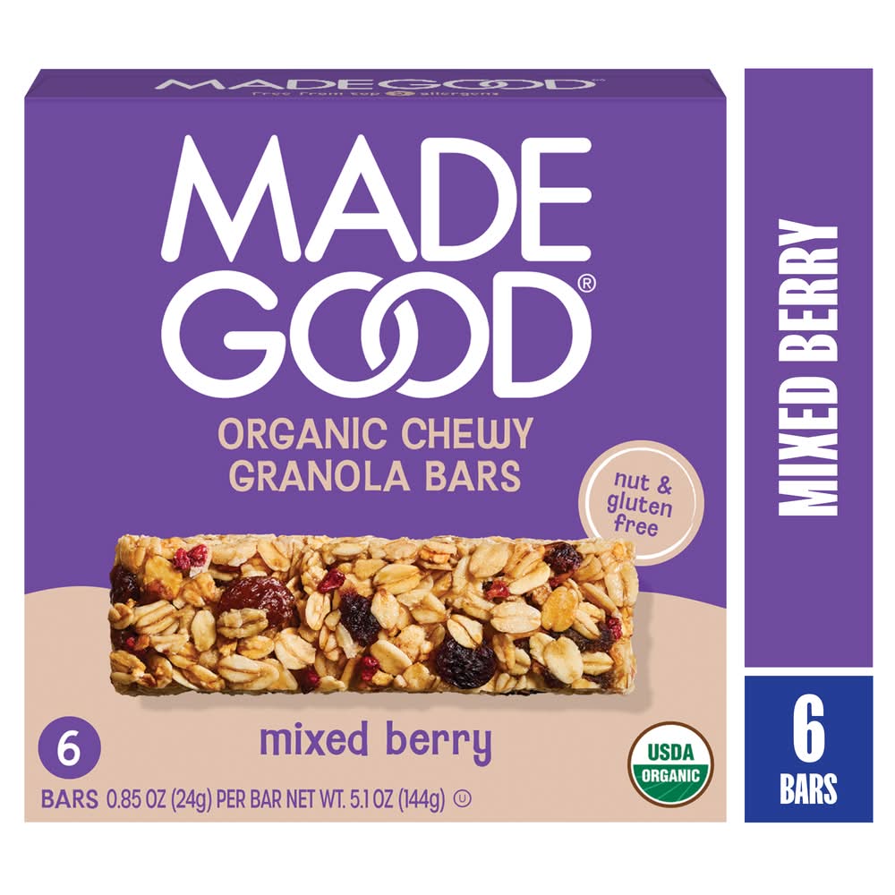 Made Good Organic Chewy Granola Bar, Mixed Berry (6 x 0.85 oz)