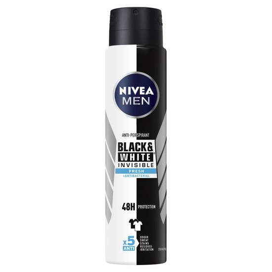 Nivea Men Invisible Black & White Fresh Aerosol Antiperspirant Deodorant 250ml