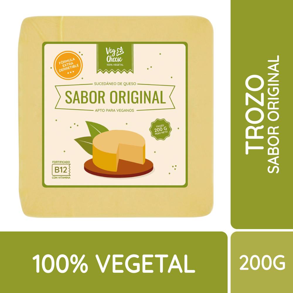 Veg Cheese · Queso 100% vegetal en trozo (200 g)