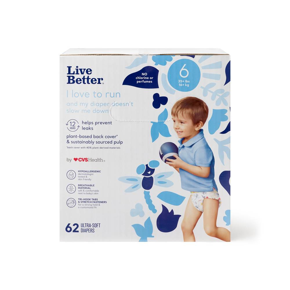 Live Better By Cvs Health Diapers, Size 6, 62 Ct