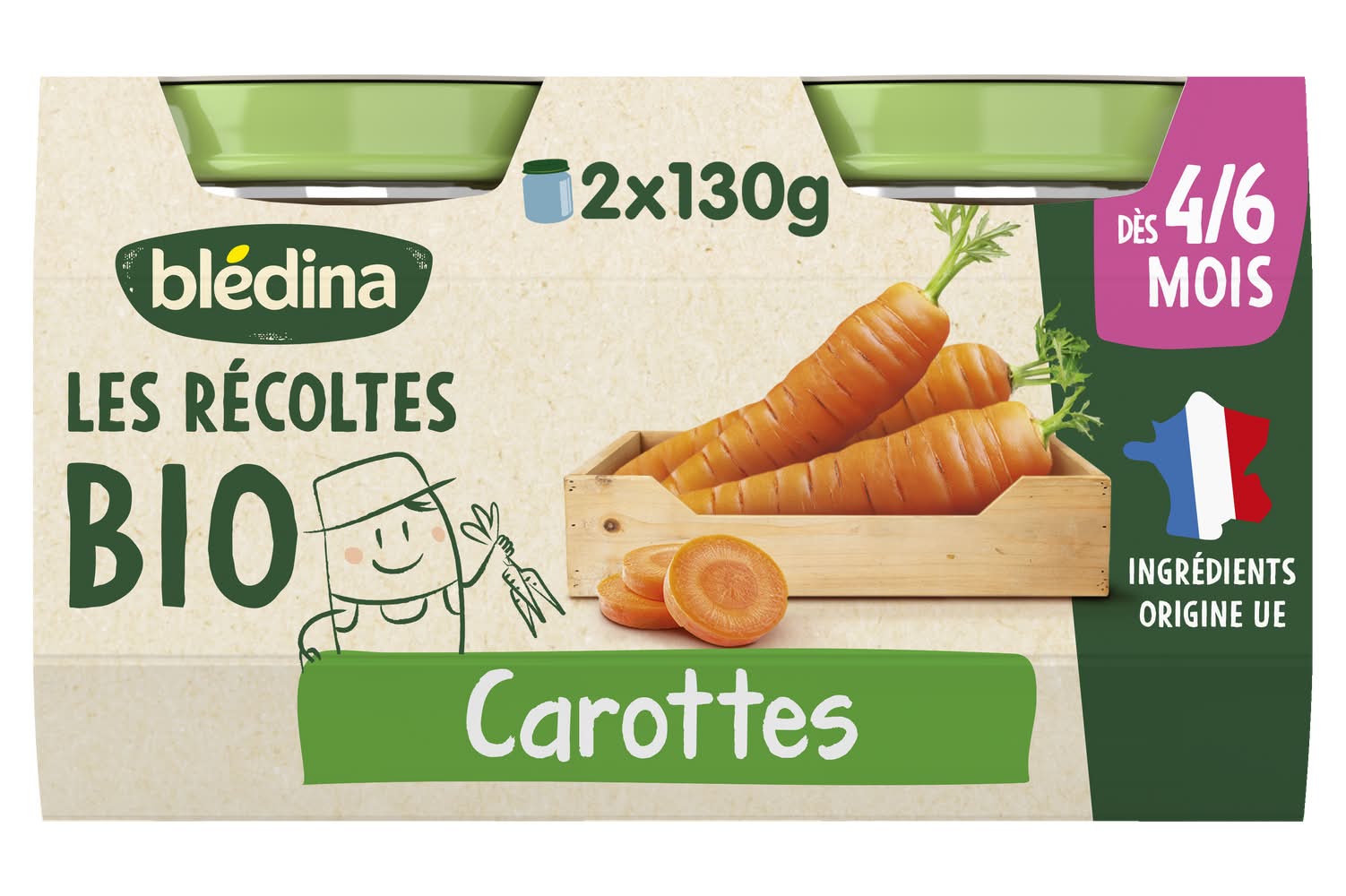 Blédina - Les recoltes bio carottes dès 4 à 6 mois (260g)
