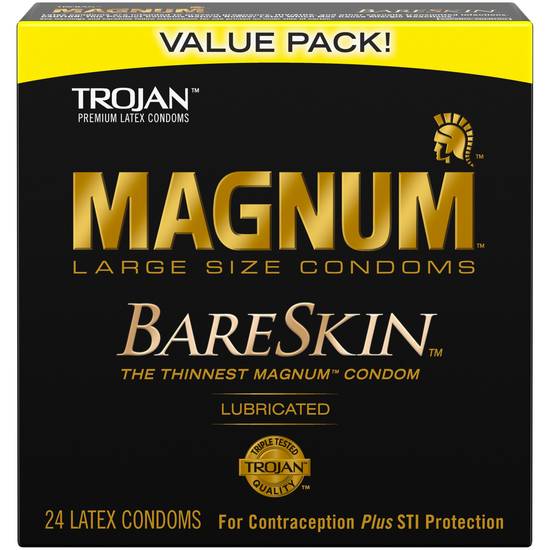 Trojan Magnum BareSkin Lubricated Large Condoms, 24 CT
