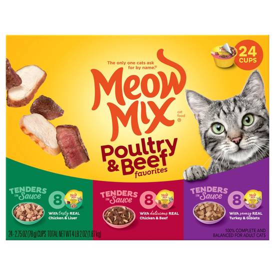 Meow Mix Poultry & Beef Meow Mix Variety pack Cup (24 ct)