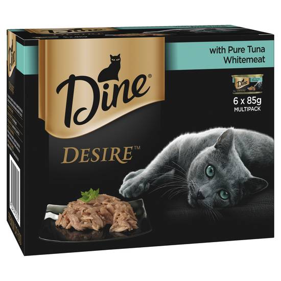 Dine Desire Wet Cat Food Pure Tuna Whitemeat Can 6x85g 6 pack