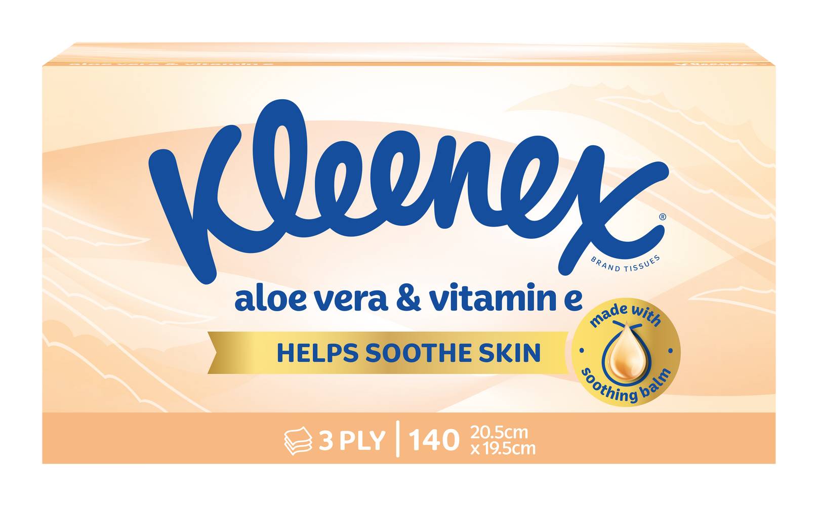 Kleenex Aloe Vera & Vitamin E Facial Tissues, 20.5x19.5 cm (140 pack)