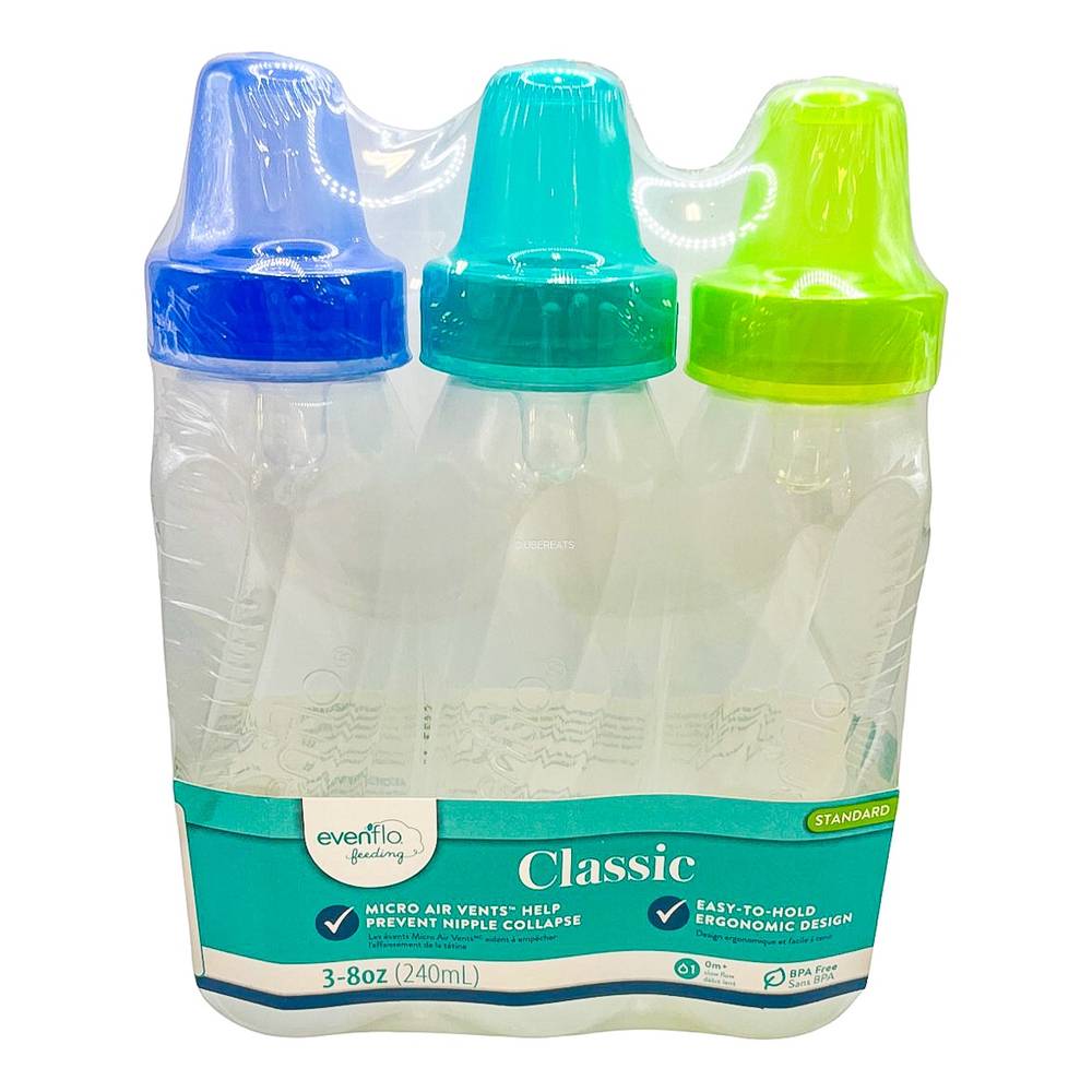 Evenflo Feeding Classic Clear Plastic Baby Feeding Bottles (3 ct)