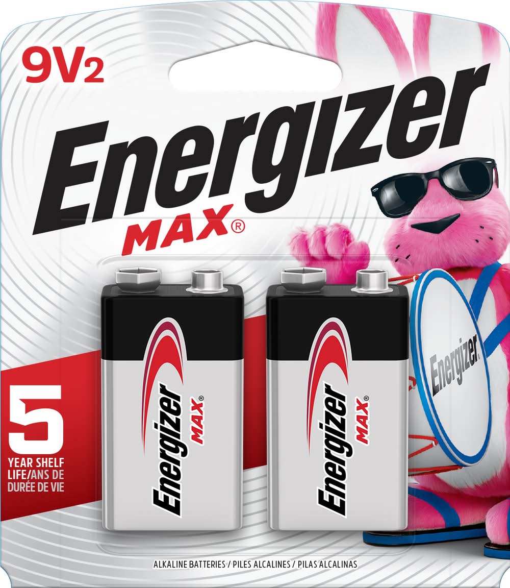 Energizer Max Alkaline Batteries 9 V, AA (2 ct)