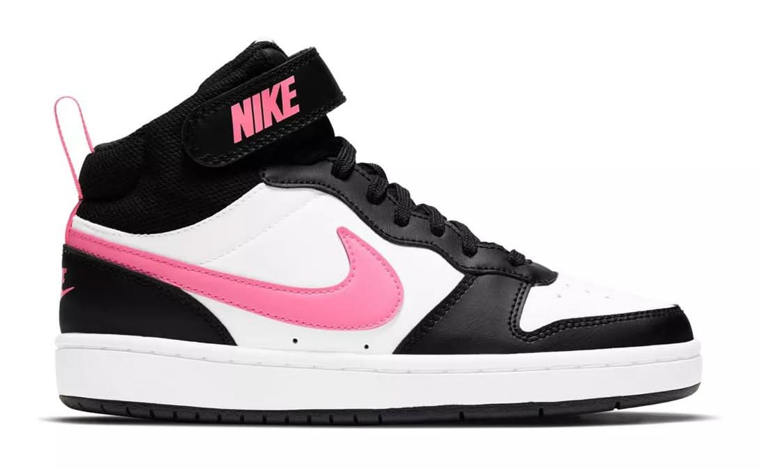 Nike Court Borough Mid 2 Sneaker - Kids' (Black/Pink Medium - 6.5 Youth)
