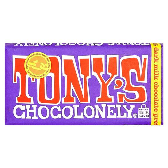 Tony's Chocolonely 42% Dark Milk Chocolate with Pretzel and Toffee Bar 6.35oz