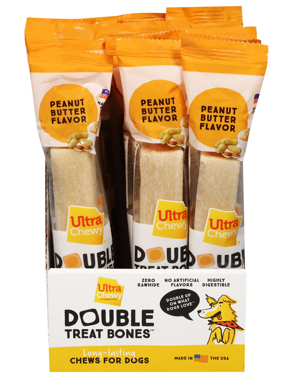 Ultra Chewy Peanut Butter Flavor Double Treat Bones (2.8 oz)