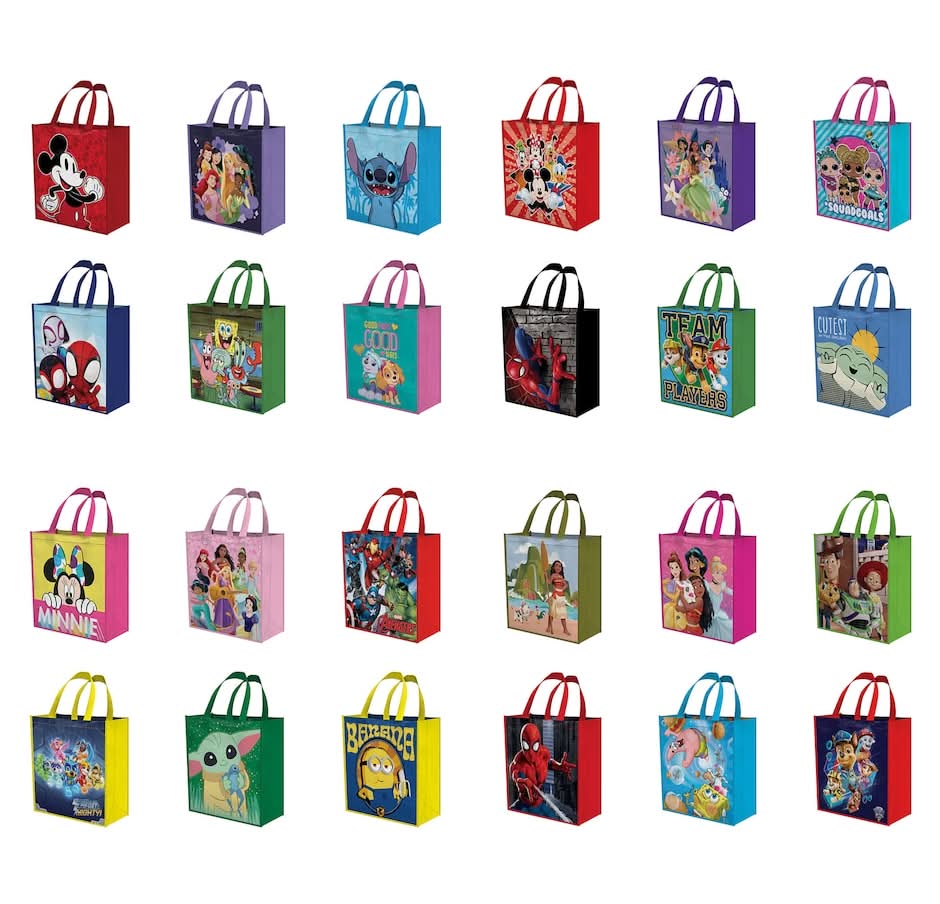 Licensed Character Tote Bags, 12x13x6 in (6 pack)