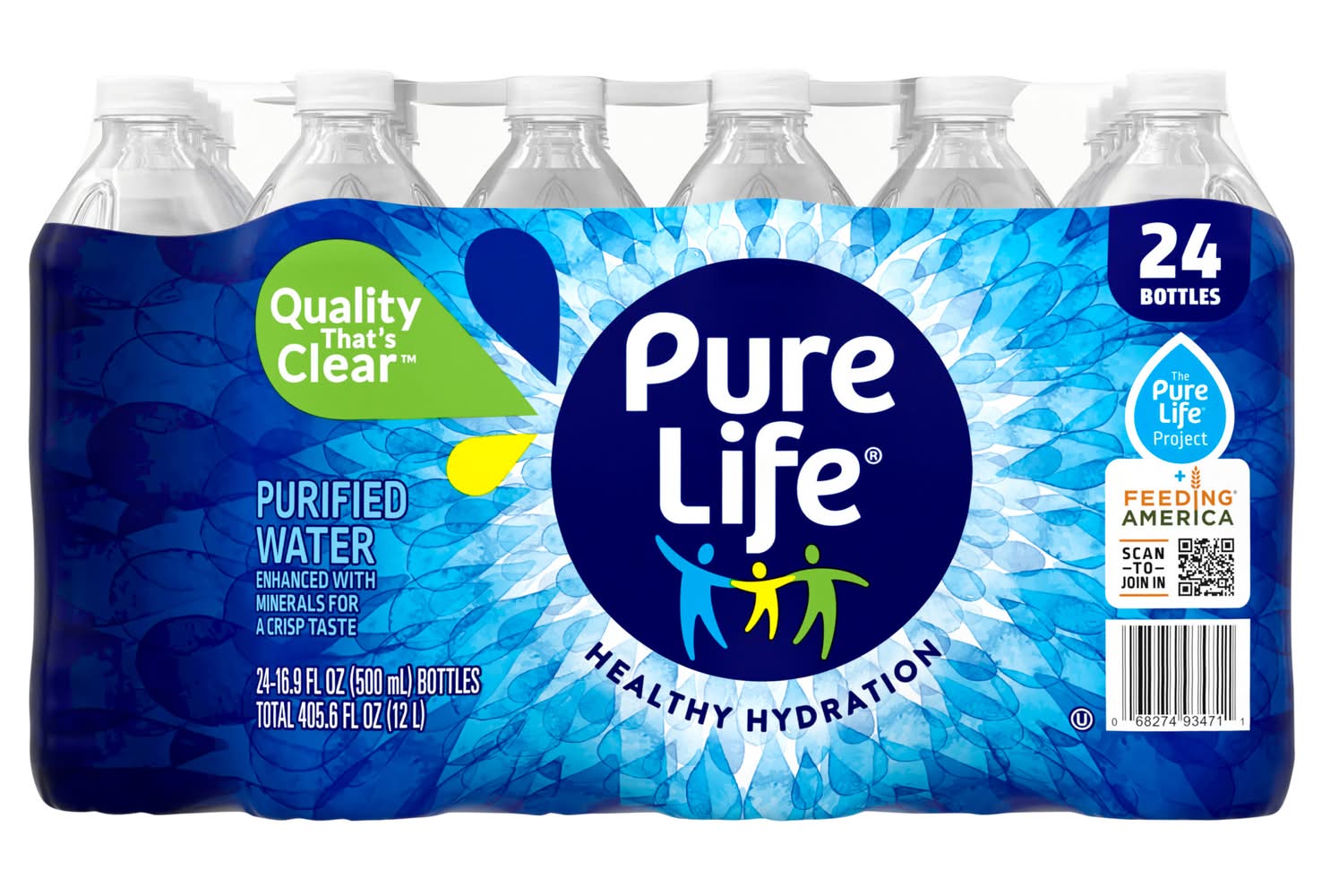 Pure Life 100% Purified Water (24 x 16.9 fl oz)