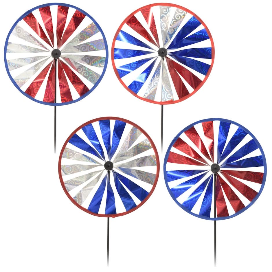 Outdoor Fun Patriotic Garden Pinwheels, 21x10 in, Assorted (4 ct)