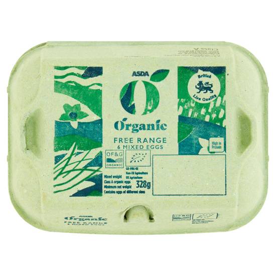 Asda 6 Organic Free Range Eggs 328g