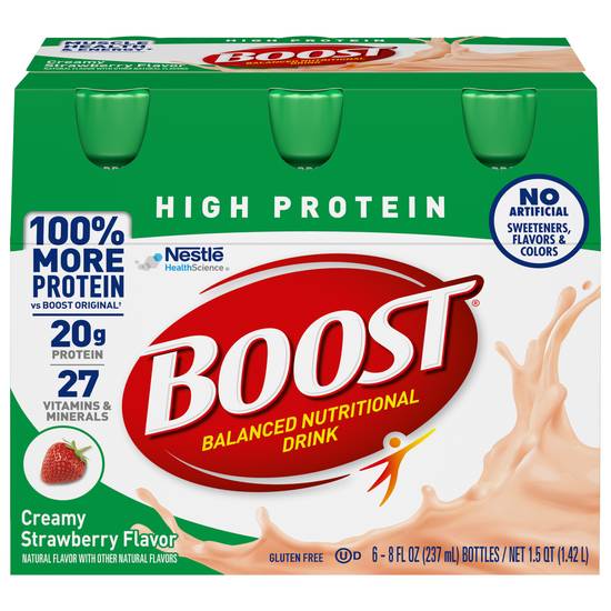 Boost High Protein Creamy Strawberry Flavor Balanced Nutritional Drink (6 ct, 8 fl oz)