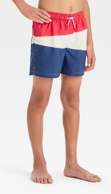 Boys' Americana Colorblock Swim Trunks - art class™ S