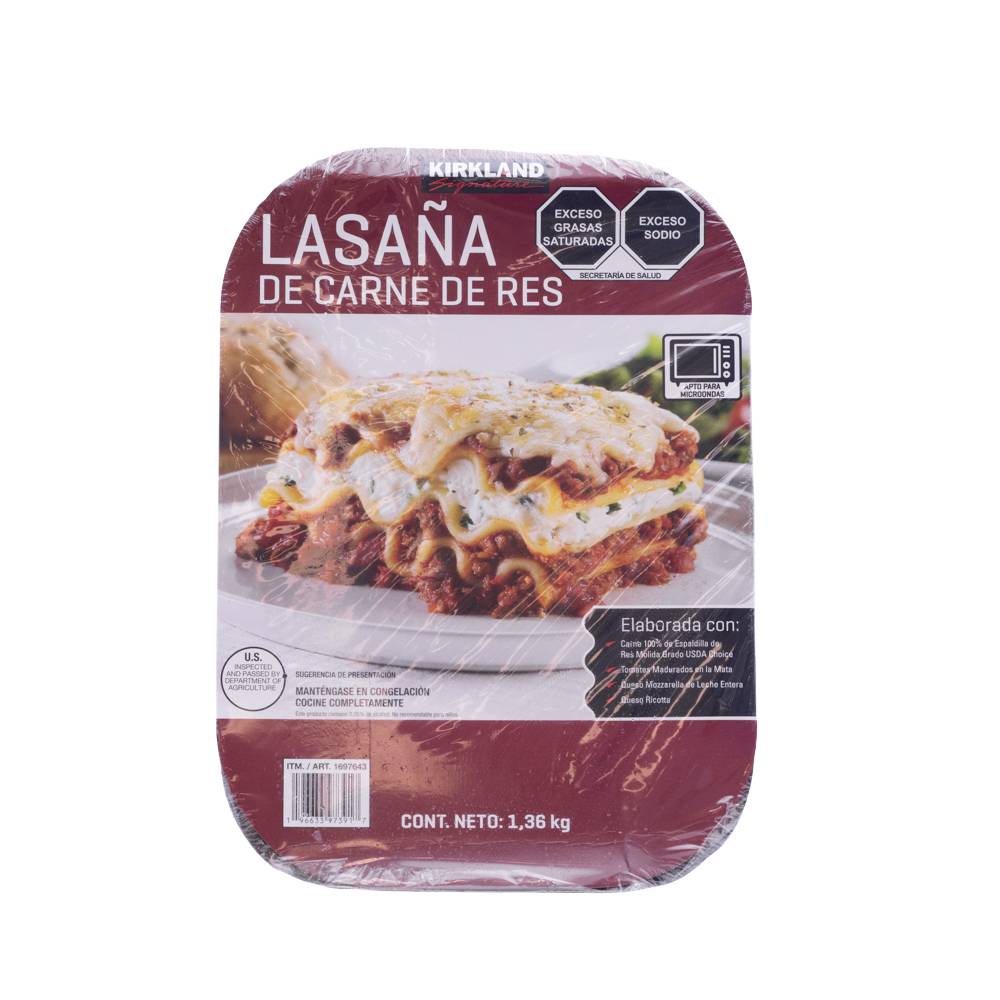 Kirkland signature lasaña de carne de res (2 pack, 1.36 kg)