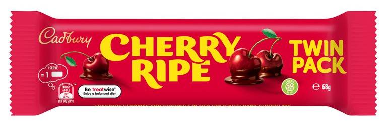 Cadbury Cherry Ripe Twin Pack Dark Chocolate Bar 68g