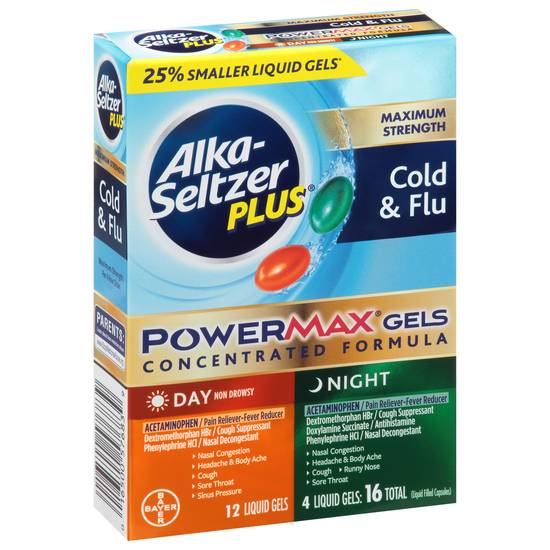 Alka-Seltzer Plus Powermax Day/Night Cold & Flu Liquid Gels