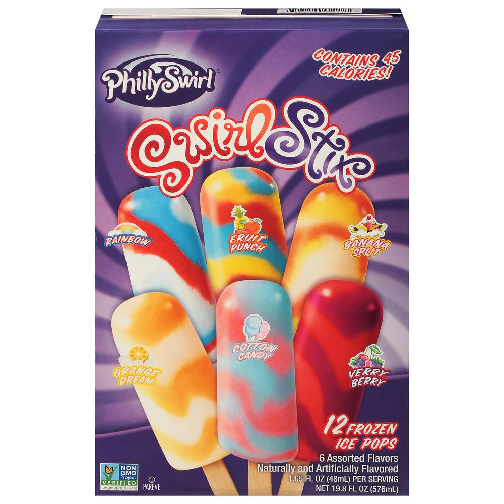 Phillyswirl 6 Assorted Flavors Swirl Stix (12 ct)