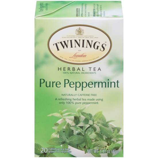Twinings of London Pure Peppermint Herbal Tea Bags, 20 CT