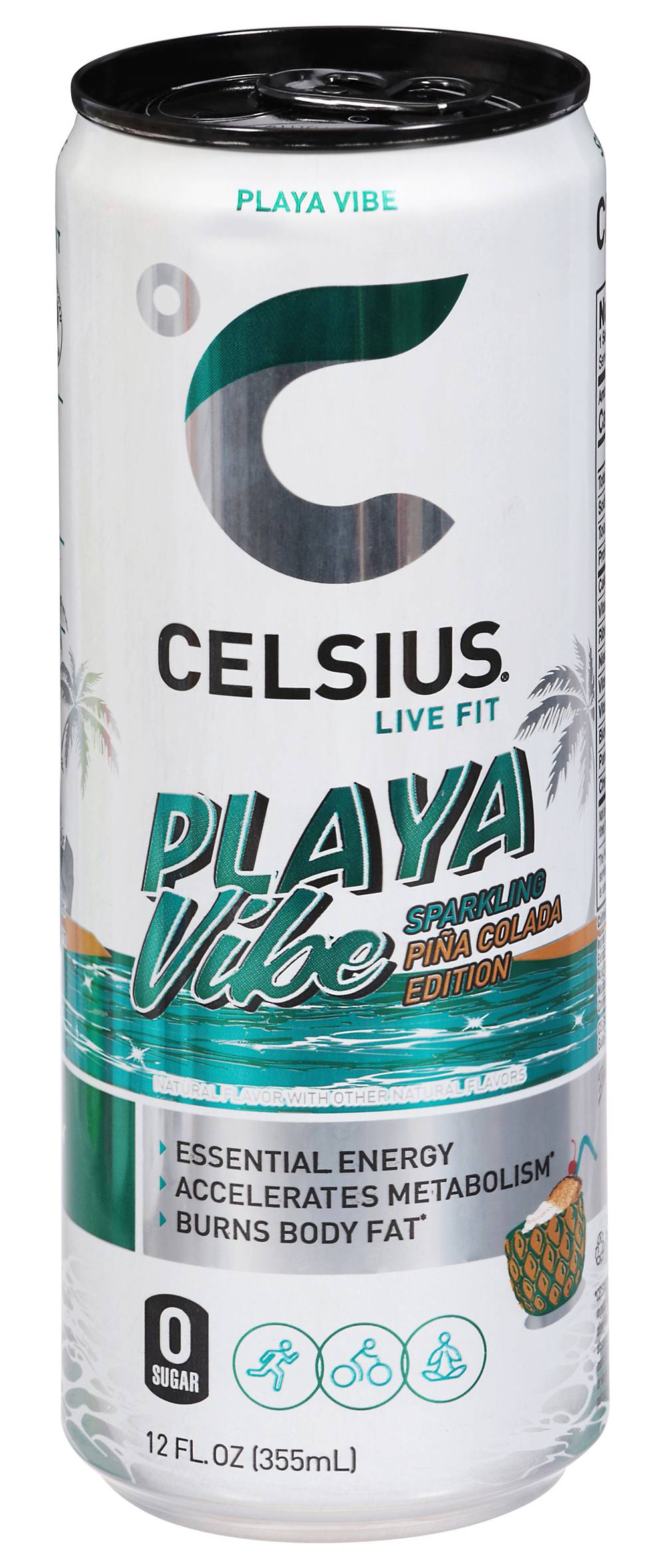 Celsius Live Fit Zero Sugar Sparkling Energy Drink, Pina Colada (12 fl oz)