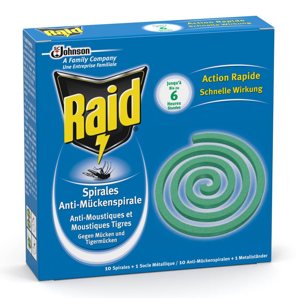 Raid - Spirale anti moustiques usage exterieur (10 pièces)