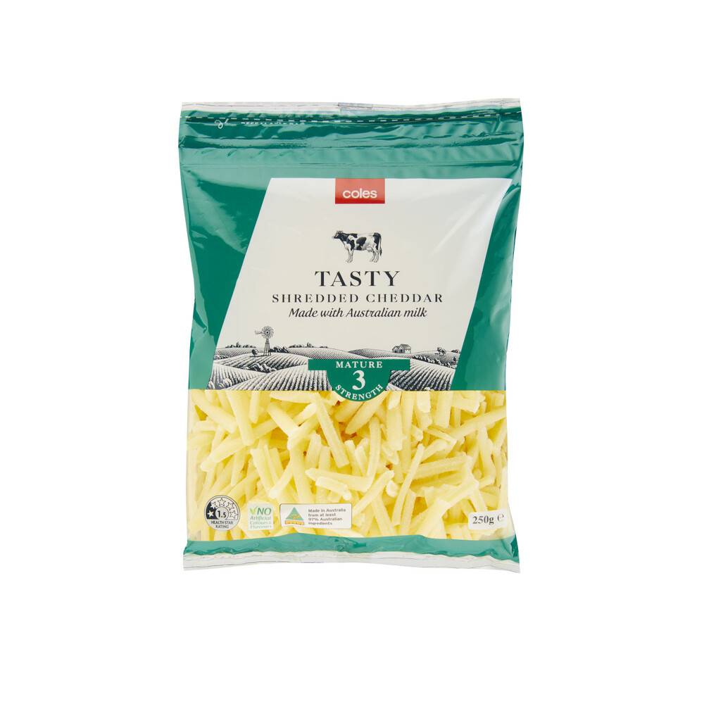 Coles Dairy Shredded Tasty Cheese (250g)