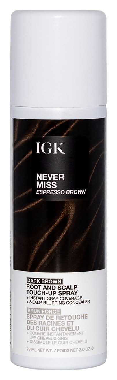 IGK Never Miss Root & Scalp Touch Up Spray, Espresso Brown (2 oz)